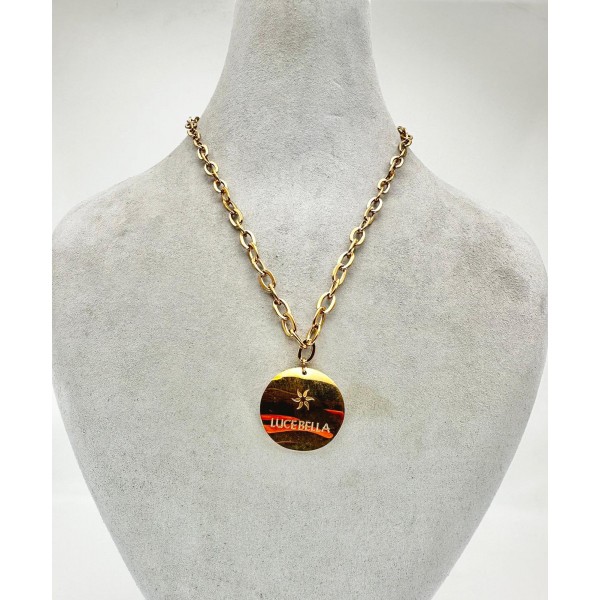 Bronz Yazılı Zincirli Kolye